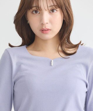 earth music&ecology ハートネックパールプルオーバー Blue