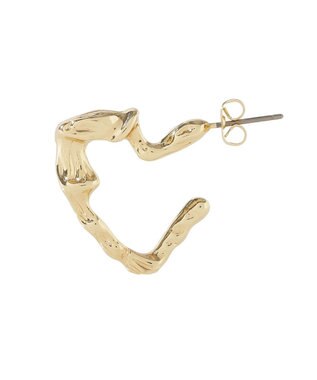 earth music&ecology メタリックハートフープピアス Gold