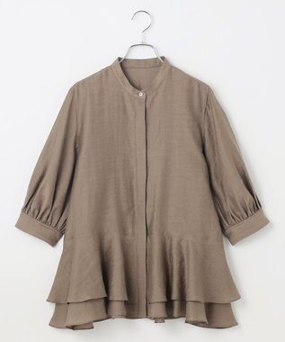 #Newans 【洗える】ダブルフリルヘムシアーシャツ ブラウン