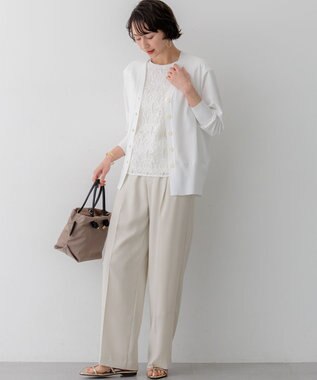 23区 レーヨンポリエステルストレッチ Vネック カーディガン ホワイト系