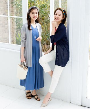 Tiaclasse L 【洗える】美脚効果も叶うリボン付きテーパードパンツ オフホワイト