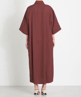 NAVE 【ReNAVE  洗える】アセテートギャバシャツドレス バーガンディ
