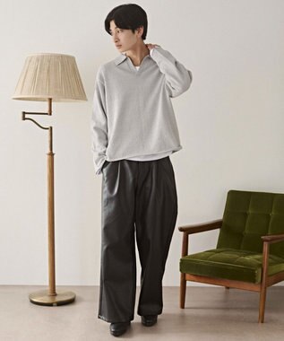 WEGO スキッパーニットポロ グレー