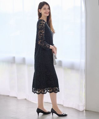 23区 【APPLAUDIR】シャイニーフラワーレース ドレス ブラック系