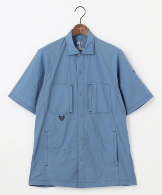 JOSEPH ABBOUD MOUNTAIN 【軽量/ECO撥水/ストレッチ/男女兼用】ライトワッシャー アウトドア 半袖 シャツ サックスブルー系