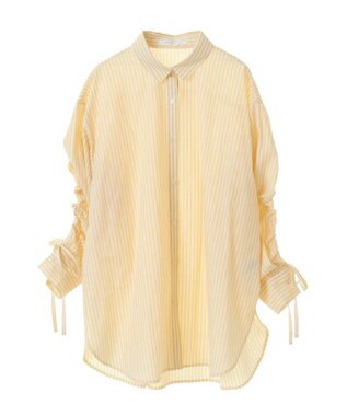 AMERICAN HOLIC 【WEB限定】イージーケアバックギャザーリボンシャツ Stripe Yellow
