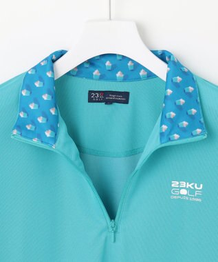 23区GOLF 【MEN】【接触冷感・UVケア・吸水速乾】ハーフジップ 無地ポロシャツ ブルー系