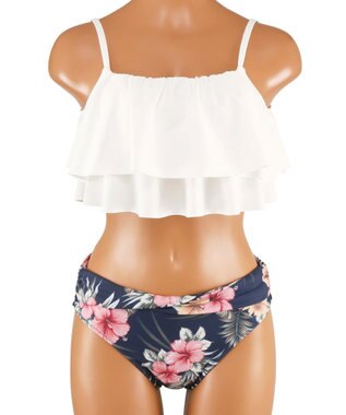 San-ai Resort（三愛水着楽園） 【SALE】フリルトップス３点セット　9M　【San-ai Resort（サンアイリゾート）】 ホワイト×ネイビー