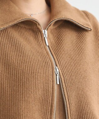 earth music&ecology ＳＥＴ２点ＺＩＰベスト＋ニットワンピース Camel