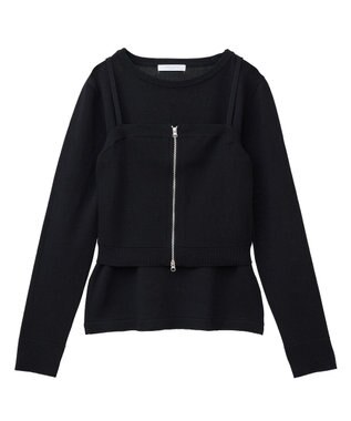 Green Parks ＳＥＴ２点ニットキャミビスチェ＋プルオーバー Black