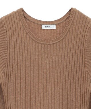 earth music&ecology ＳＥＴ２点ＺＩＰベスト＋ニットワンピース Camel