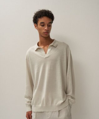 ATON RAMIE CASHMERE | スキッパーポロセーター - UNISEX LIGHT GRAY
