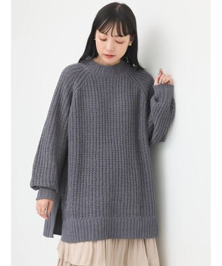 earth music&ecology マットモール片畦チュニック Dark Gray