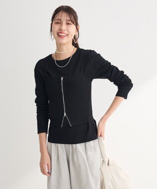 Green Parks ＳＥＴ２点ニットキャミビスチェ＋プルオーバー Black