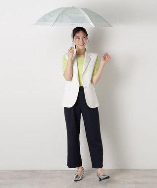 MOONBAT 【フワクール生地使用/軽量】MACKINTOSH PHILOSOPHY 遮光 晴雨兼用 折りたたみ日傘 ボーダー ミントグリーン