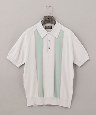 GOTAIRIKU ニットポロ_ストライプ サックスブルー系1