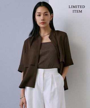  【WEB限定・接触冷感・UVケア・吸水速乾・防シワ・洗える】 ドレープツイル クロップドシャツ