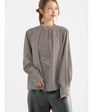 Te chichi パターンアソートボウタイブラウス グレー
