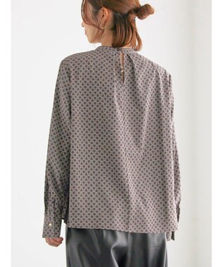 Te chichi パターンアソートボウタイブラウス グレー