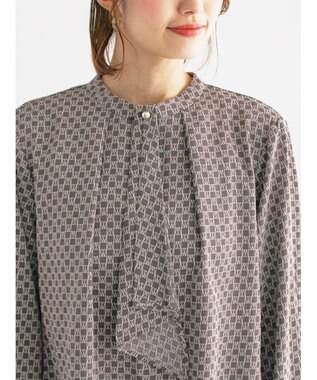 Te chichi パターンアソートボウタイブラウス グレー