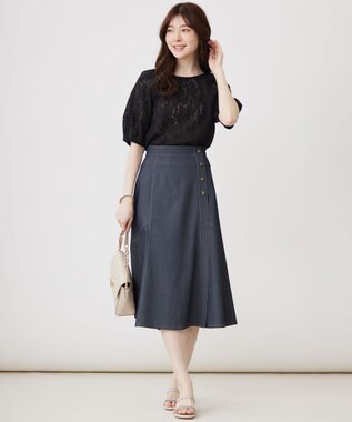 ANY SIS L 【洗える】ライトデニムライクシャンブレー スカート シャンブレー