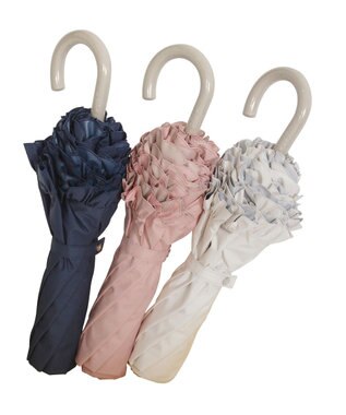 MOONBAT 【一級遮光/晴雨兼用/遮熱/UV】PAUL&JOE ACCESSOIRES(ポール & ジョー)晴雨兼用日傘 クリザンテームワンポイントフリル ピーチ