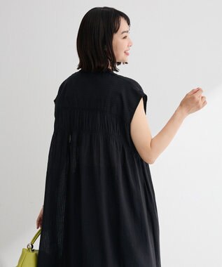 Green Parks フレンチスリーブシャーリングワンピース Black