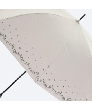 MOONBAT 晴雨兼用日傘 長傘 スカラ刺繍柄プリント／遮光 遮熱 UV ベージュ