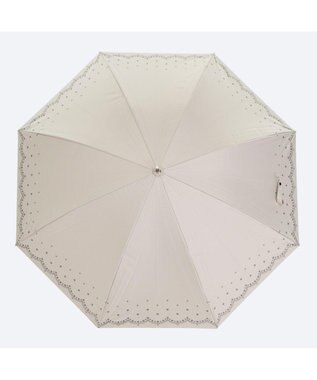 MOONBAT 晴雨兼用日傘 長傘 スカラ刺繍柄プリント／遮光 遮熱 UV ベージュ