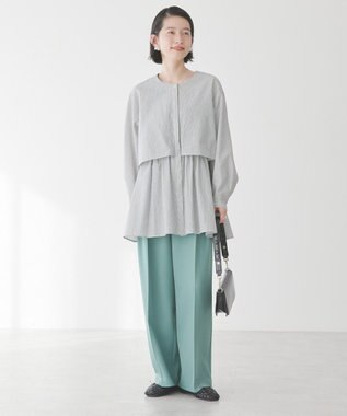 AMERICAN HOLIC サッカーティアードロングブラウス Stripe