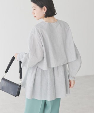 AMERICAN HOLIC サッカーティアードロングブラウス Stripe