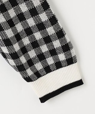 ANY KIDS ギンガム総柄ニット カーディガン ブラックギンガム