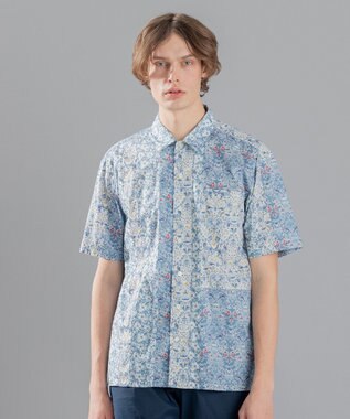 JOSEPH HOMME 【LIBERTY】 パッチワークリバティ 半袖シャツ サックスブルー系3