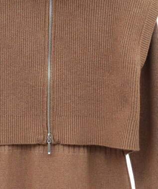 earth music&ecology ＳＥＴ２点ＺＩＰベスト＋ニットワンピース Camel