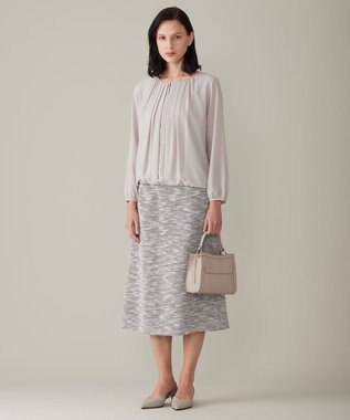 自由区 【洗える】ロイヤルシフォン ブラウス ライトグレー系