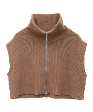earth music&ecology ＳＥＴ２点ＺＩＰベスト＋ニットワンピース Camel