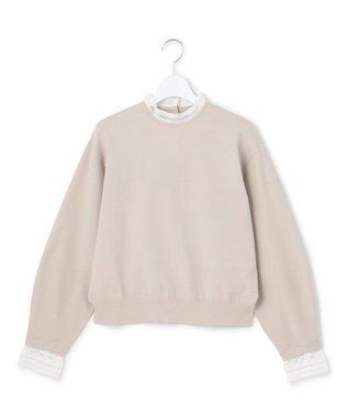 23区 S 【洗える】ヴィスコースストレッチ レースコンビ ニット ベージュ系