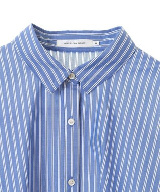 AMERICAN HOLIC 【WEB限定】イージーケアバックギャザーリボンシャツ Stripe Sax