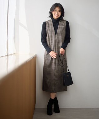 ANY L 【洗濯機可】ウォームニットリブタートルネック ブラック