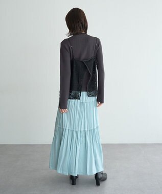 YECCA VECCA 【2点SET】刺繍レースキャミセットハイネックニット Charcoal Gray