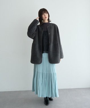 YECCA VECCA 【2点SET】刺繍レースキャミセットハイネックニット Charcoal Gray