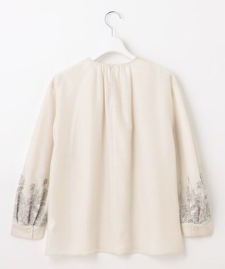 自由区 L 【洗える】シアーエンブロイダリープルオーバー ブラウス ベージュ