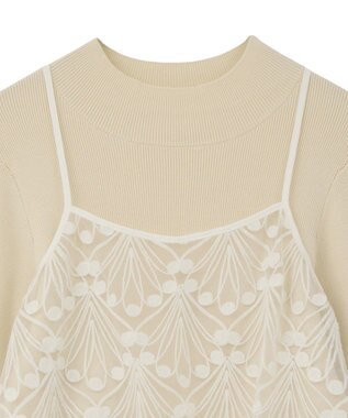 YECCA VECCA 【2点SET】刺繍レースキャミセットハイネックニット Ivory