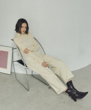 YECCA VECCA 【2点SET】刺繍レースキャミセットハイネックニット Ivory