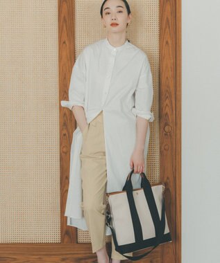 TOPKAPI 【Breath TOPKAPI】スコッチグレイン ネオレザー 縦型 A4 トート バッグ ショルダー付き L クリーム