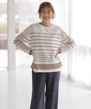 J.PRESS LADIES L 【洗える】スムースジャージー ノースリーブ カットソー オフ系