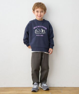 ANY KIDS アニマルプリント 裏毛トレーナー ネイビー