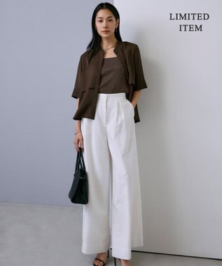 ICB L 【WEB限定・接触冷感・UVケア・吸水速乾・防シワ・洗える】 ドレープツイル クロップドシャツ チョコレート系