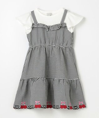 ANY KIDS ギンガム ドッキングワンピース ブラック系