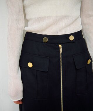 GRACE CONTINENTAL バイカラージップスカート ネイビー